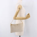 PRADA Hand Bag Canvas Beige Gold Auth 191935-21