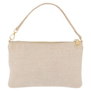 PRADA Hand Bag Canvas Beige Gold Auth 191935-2