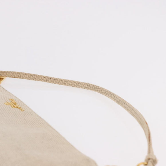 PRADA Hand Bag Canvas Beige Gold Auth 191935