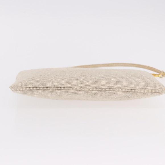 PRADA Hand Bag Canvas Beige Gold Auth 191935