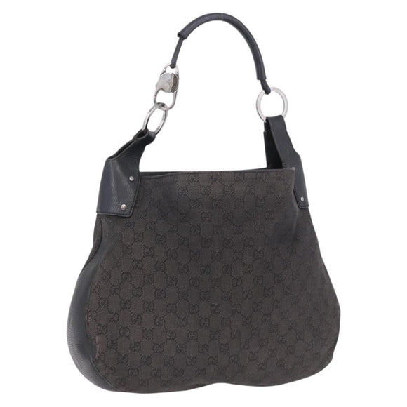 GUCCI GG Canvas Hand Bag Outlet Black Silver 179777 Auth 191936