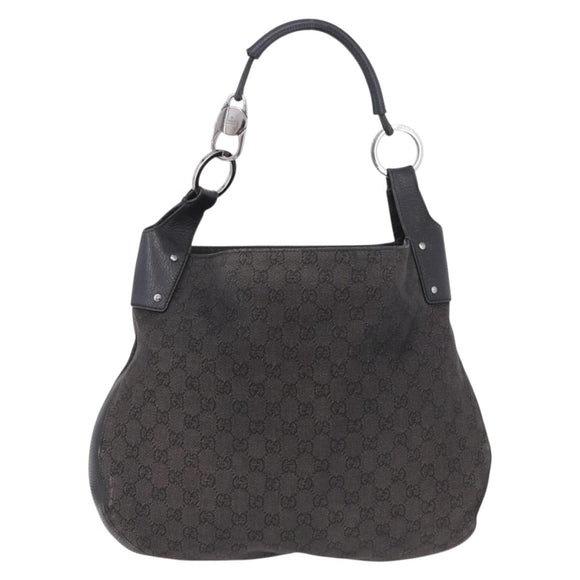GUCCI GG Canvas Hand Bag Outlet Black Silver 179777 Auth 191936