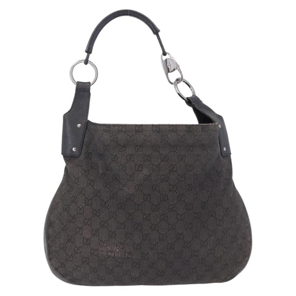 GUCCI GG Canvas Hand Bag Outlet Black Silver 179777 Auth 191936
