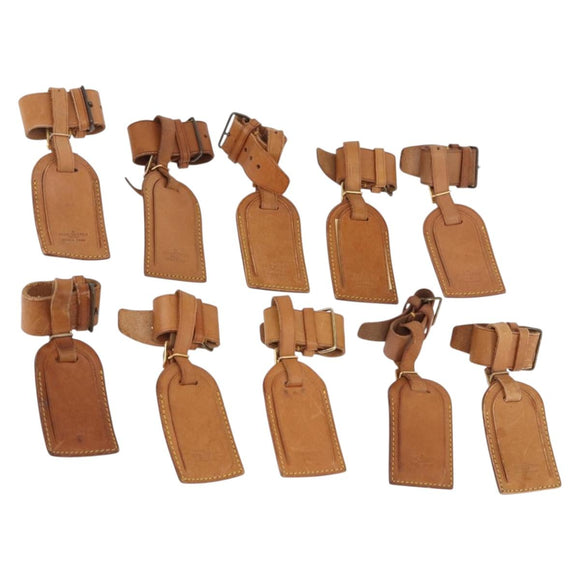 LOUIS VUITTON Name Tag Powanie 10 Set Powanie Leather Beige LV Auth 191944