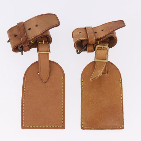 LOUIS VUITTON Name Tag Powanie 10 Set Powanie Leather Beige LV Auth 191944