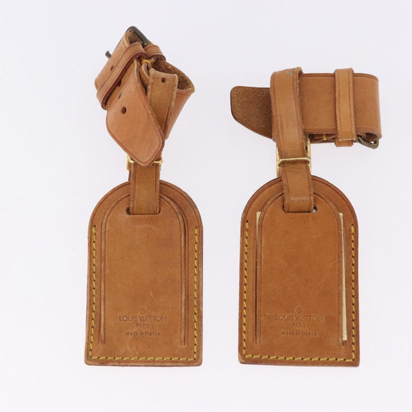 LOUIS VUITTON Name Tag Powanie 10 Set Powanie Leather Beige LV Auth 191944