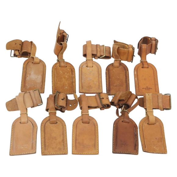 LOUIS VUITTON Name Tag Powanie 10 Set Powanie Leather Beige LV Auth 191945