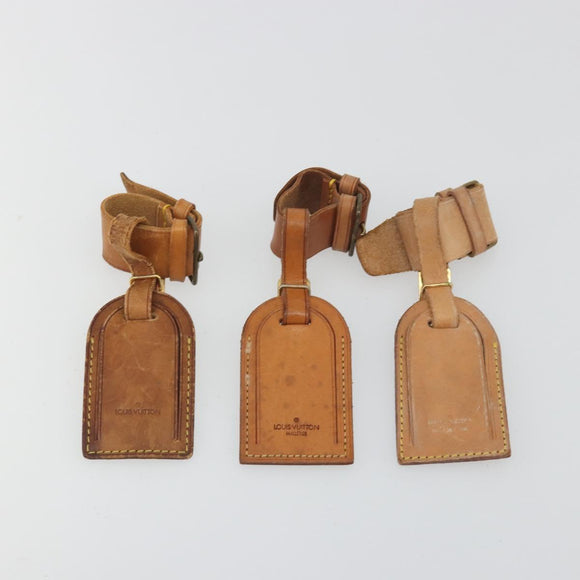 LOUIS VUITTON Name Tag Powanie 10 Set Powanie Leather Beige LV Auth 191945