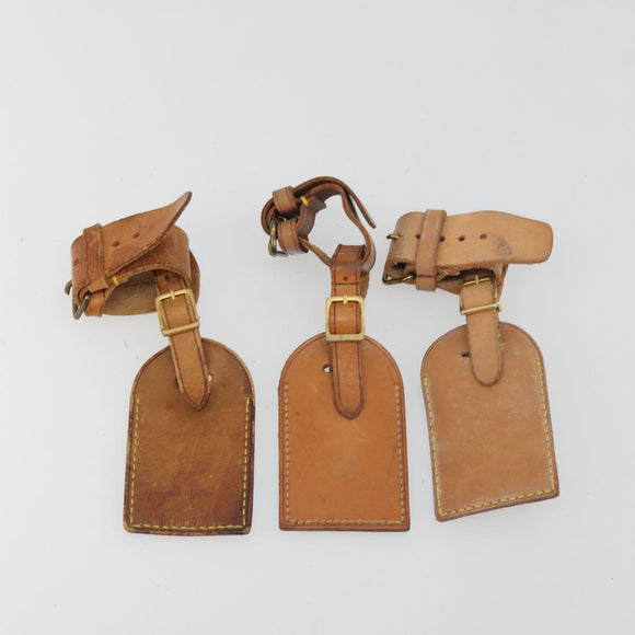LOUIS VUITTON Name Tag Powanie 10 Set Powanie Leather Beige LV Auth 191945