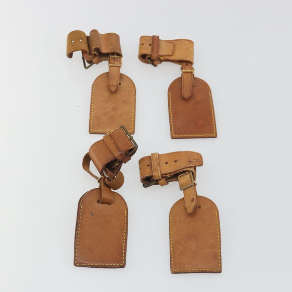 LOUIS VUITTON Name Tag Powanie 10 Set Powanie Leather Beige LV Auth 191945