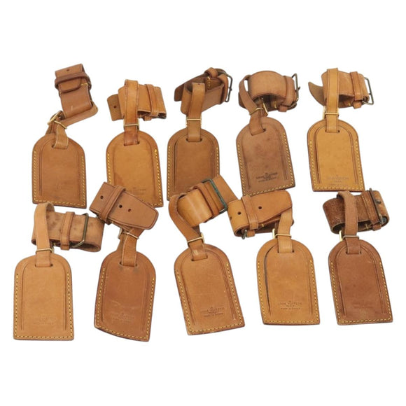 LOUIS VUITTON Name Tag Powanie 10 Set Powanie Leather Beige LV Auth 191948