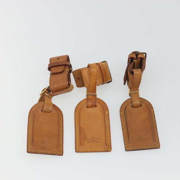 LOUIS VUITTON Name Tag Powanie 10 Set Powanie Leather Beige LV Auth 191948