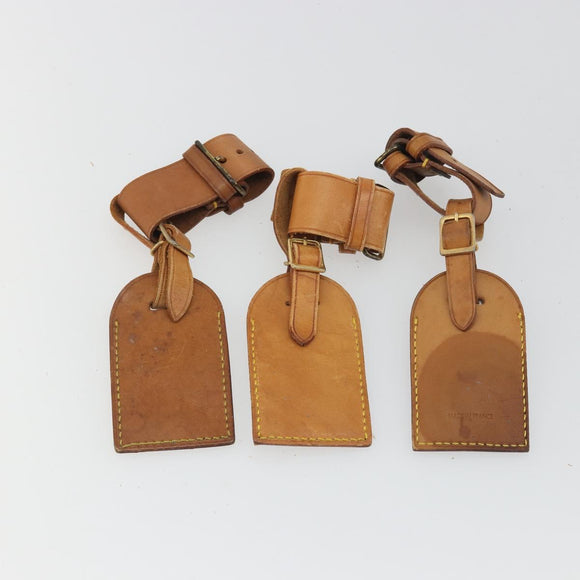 LOUIS VUITTON Name Tag Powanie 10 Set Powanie Leather Beige LV Auth 191948