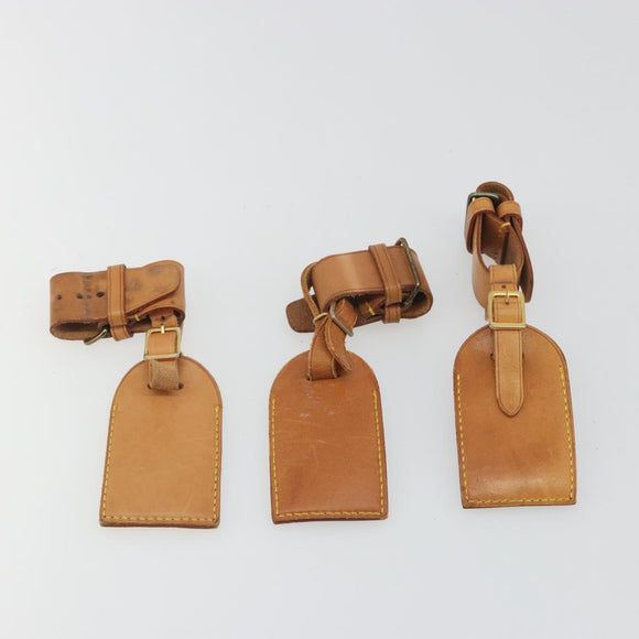 LOUIS VUITTON Name Tag Powanie 10 Set Powanie Leather Beige LV Auth 191948