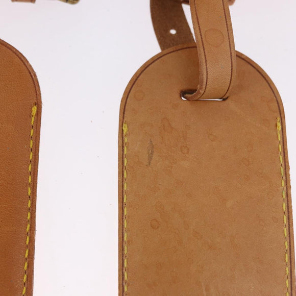 LOUIS VUITTON Name Tag Powanie 10 Set Powanie Leather Beige LV Auth 191949