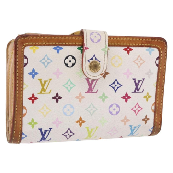 LOUIS VUITTON Multicolor Porte MonnaieViennois Wallet White M92987 Auth 191958