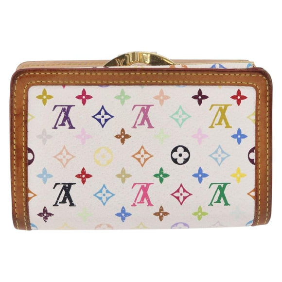 LOUIS VUITTON Multicolor Porte MonnaieViennois Wallet White M92987 Auth 191958