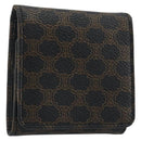 CELINE Macadam Canvas Coin Purse PVC Leather Black Gold Auth 191960V-1