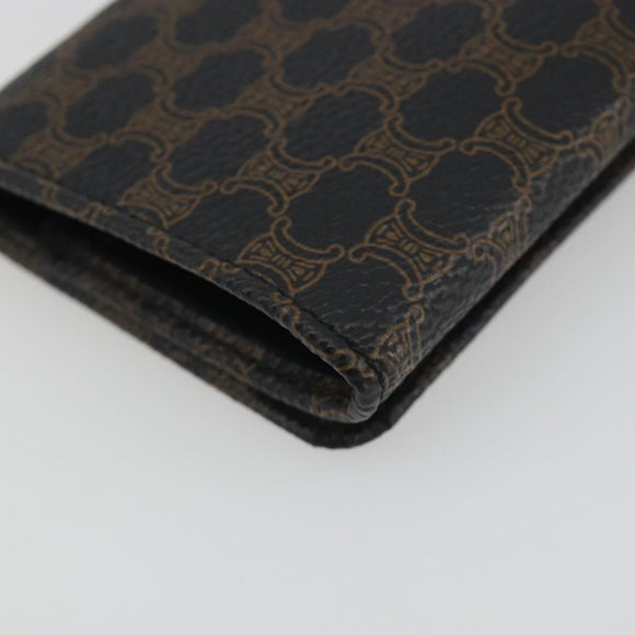 CELINE Macadam Canvas Coin Purse PVC Leather Black Gold Auth 191960V