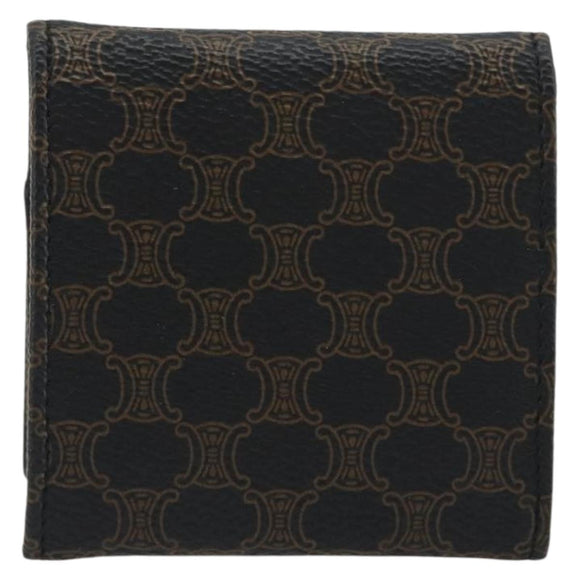 CELINE Macadam Canvas Coin Purse PVC Leather Black Gold Auth 191960V