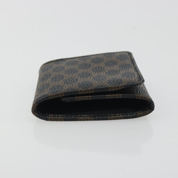 CELINE Macadam Canvas Coin Purse PVC Leather Black Gold Auth 191960V