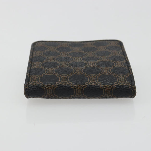 CELINE Macadam Canvas Coin Purse PVC Leather Black Gold Auth 191960V