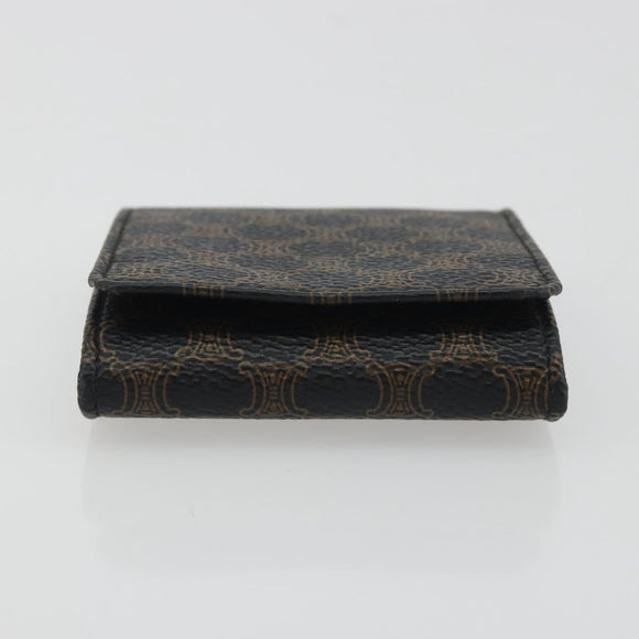 CELINE Macadam Canvas Coin Purse PVC Leather Black Gold Auth 191960V