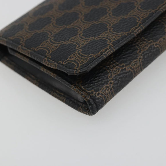CELINE Macadam Canvas Coin Purse PVC Leather Black Gold Auth 191960V