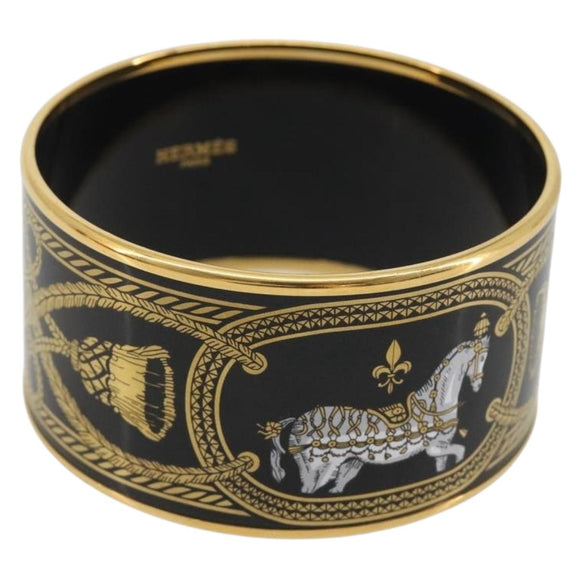 HERMES Bangle Emile TGM Bracelet metal Cloisonne Dark Brown Auth 191963V