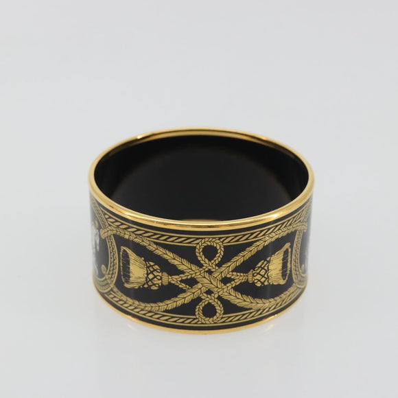 HERMES Bangle Emile TGM Bracelet metal Cloisonne Dark Brown Auth 191963V