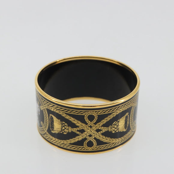 HERMES Bangle Emile TGM Bracelet metal Cloisonne Dark Brown Auth 191963V
