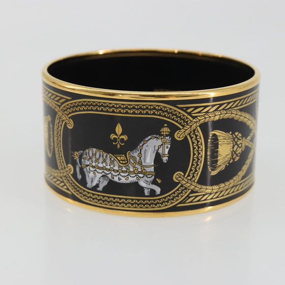 HERMES Bangle Emile TGM Bracelet metal Cloisonne Dark Brown Auth 191963V
