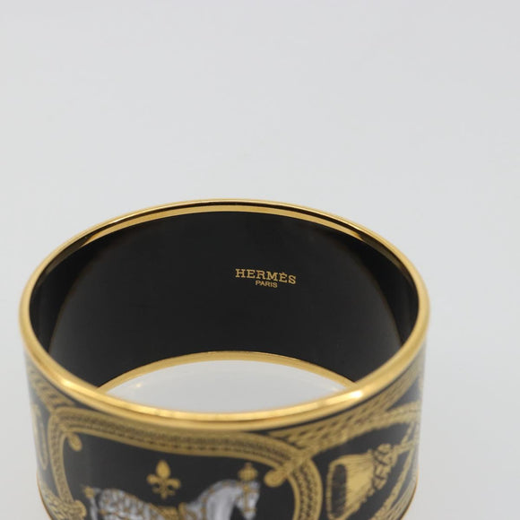 HERMES Bangle Emile TGM Bracelet metal Cloisonne Dark Brown Auth 191963V