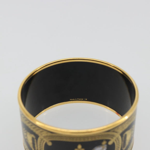 HERMES Bangle Emile TGM Bracelet metal Cloisonne Dark Brown Auth 191963V