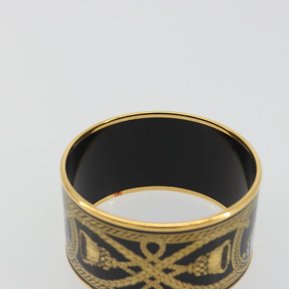 HERMES Bangle Emile TGM Bracelet metal Cloisonne Dark Brown Auth 191963V
