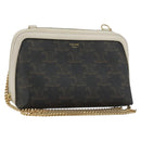 CELINE Triomphe Chain Shoulder Bag PVC Black Gold Auth 191964A-1