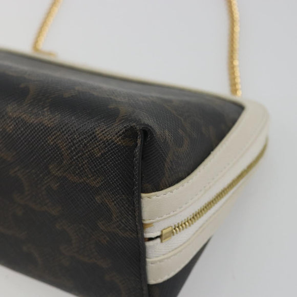 CELINE Triomphe Chain Shoulder Bag PVC Black Gold Auth 191964A