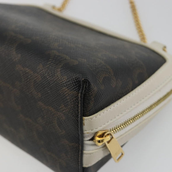 CELINE Triomphe Chain Shoulder Bag PVC Black Gold Auth 191964A