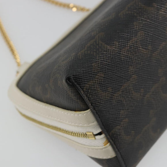 CELINE Triomphe Chain Shoulder Bag PVC Black Gold Auth 191964A