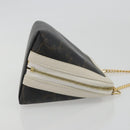CELINE Triomphe Chain Shoulder Bag PVC Black Gold Auth 191964A-3