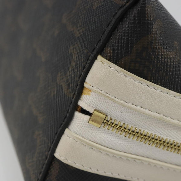 CELINE Triomphe Chain Shoulder Bag PVC Black Gold Auth 191964A