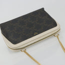 CELINE Triomphe Chain Shoulder Bag PVC Black Gold Auth 191964A-7