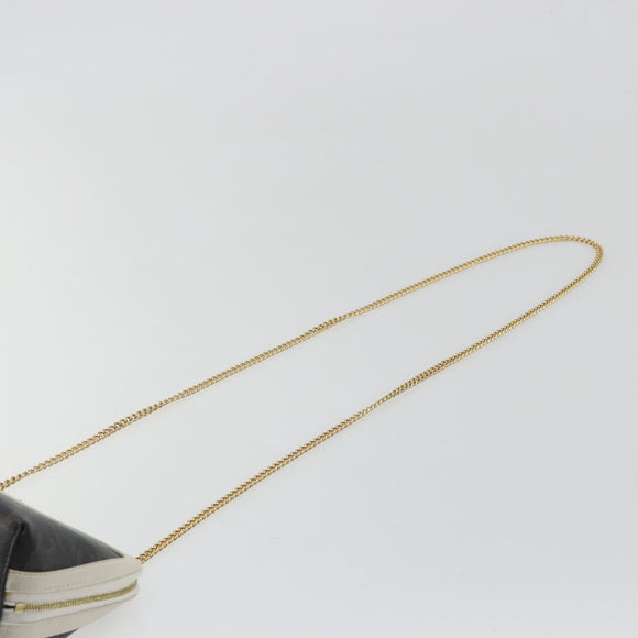 CELINE Triomphe Chain Shoulder Bag PVC Black Gold Auth 191964A