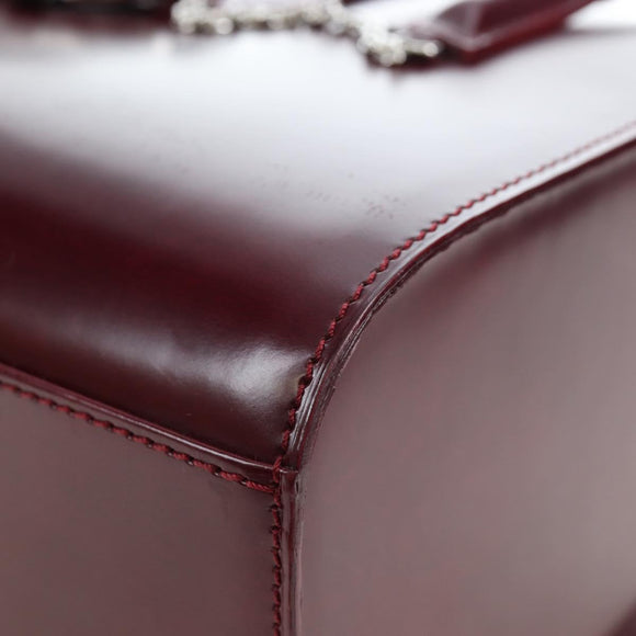 CARTIER PANTHERE Hand Bag Leather Bordeaux Silver Auth 191965V