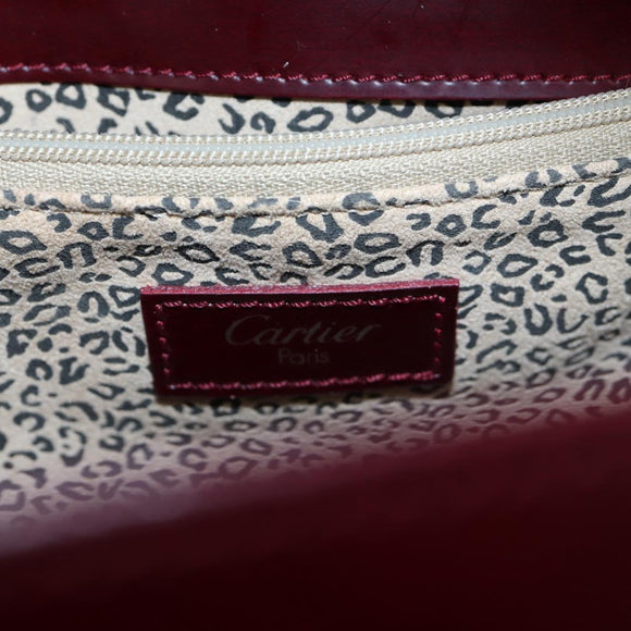 CARTIER PANTHERE Hand Bag Leather Bordeaux Silver Auth 191965V