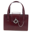 CARTIER PANTHERE Hand Bag Leather Bordeaux Silver Auth 191965V-2