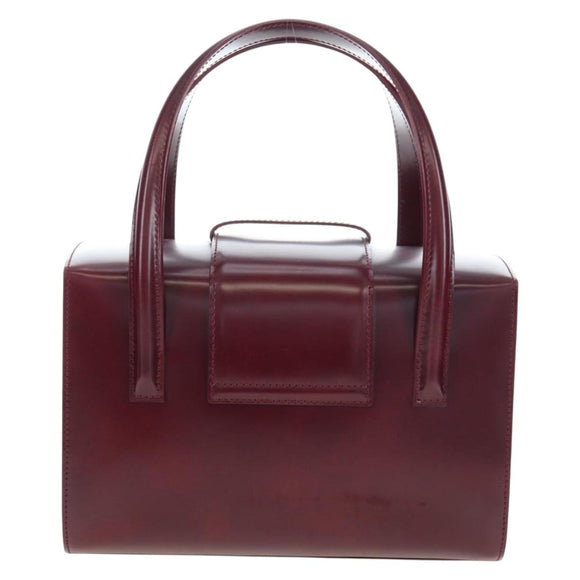 CARTIER PANTHERE Hand Bag Leather Bordeaux Silver Auth 191965V