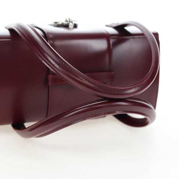 CARTIER PANTHERE Hand Bag Leather Bordeaux Silver Auth 191965V