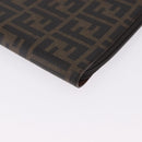 FENDI Zucca Canvas Document Bag PVC Brown Silver Auth 191966V-15