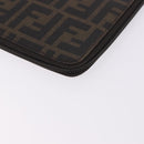 FENDI Zucca Canvas Document Bag PVC Brown Silver Auth 191966V-16